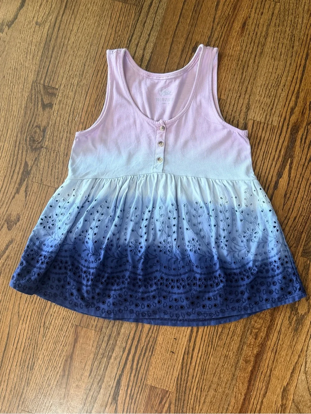 Justice Girls Purple & Blue Ombre Eyelet Babydoll Tank Top - Size 10